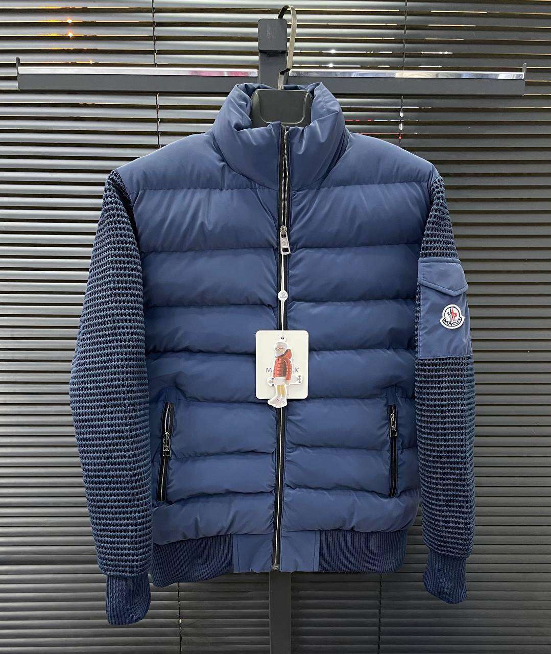 Moncler Knit-Sleeve Down Jacket – Original Premium Winter Wear || Superb - Navy