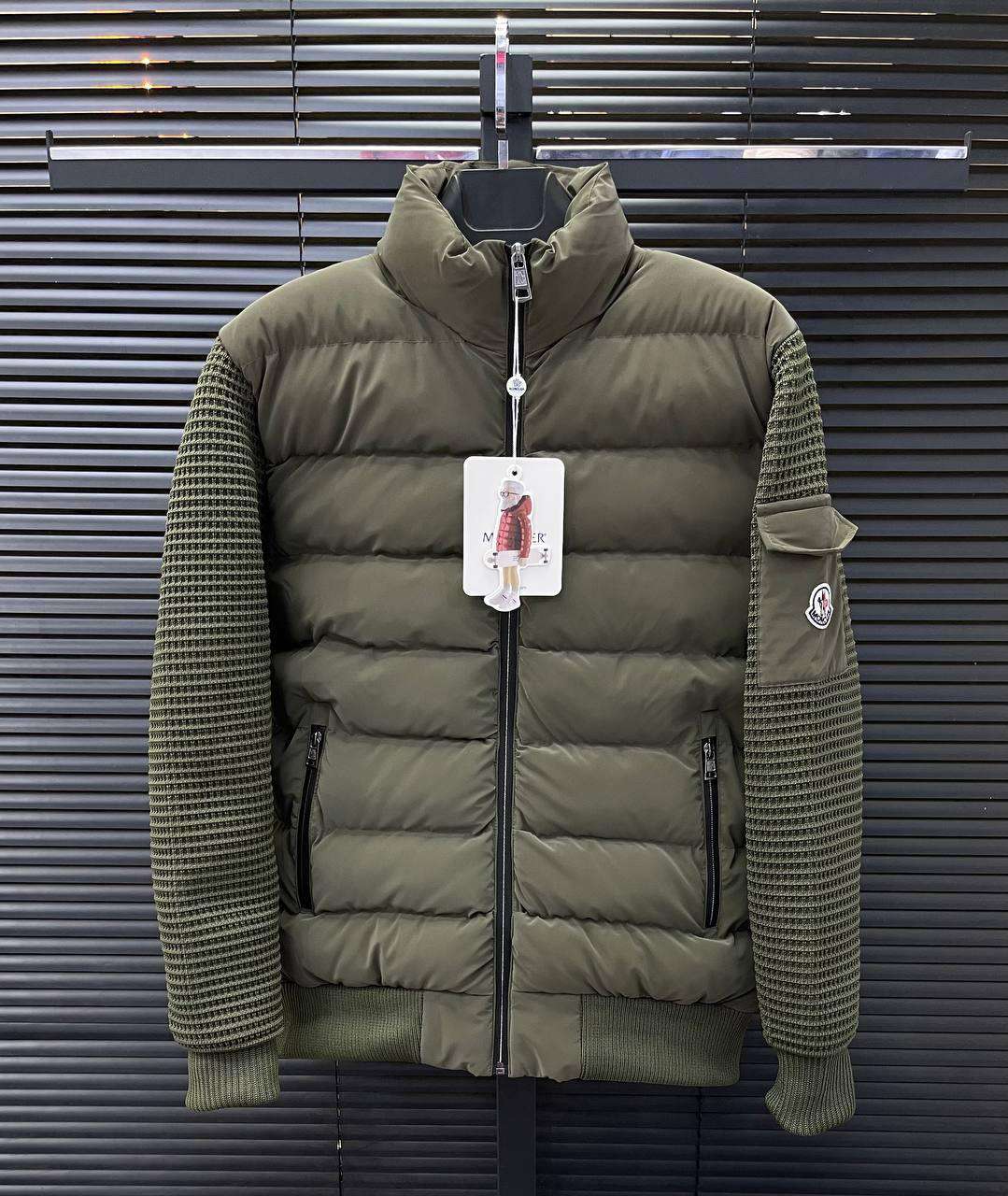 Moncler Knit-Sleeve Down Jacket – Original Premium Winter Wear || Superb - Olive
