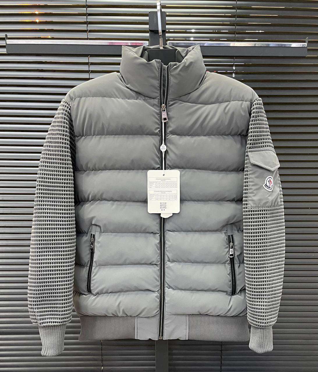 Moncler Knit-Sleeve Down Jacket – Original Premium Winter Wear || Superb - Ash