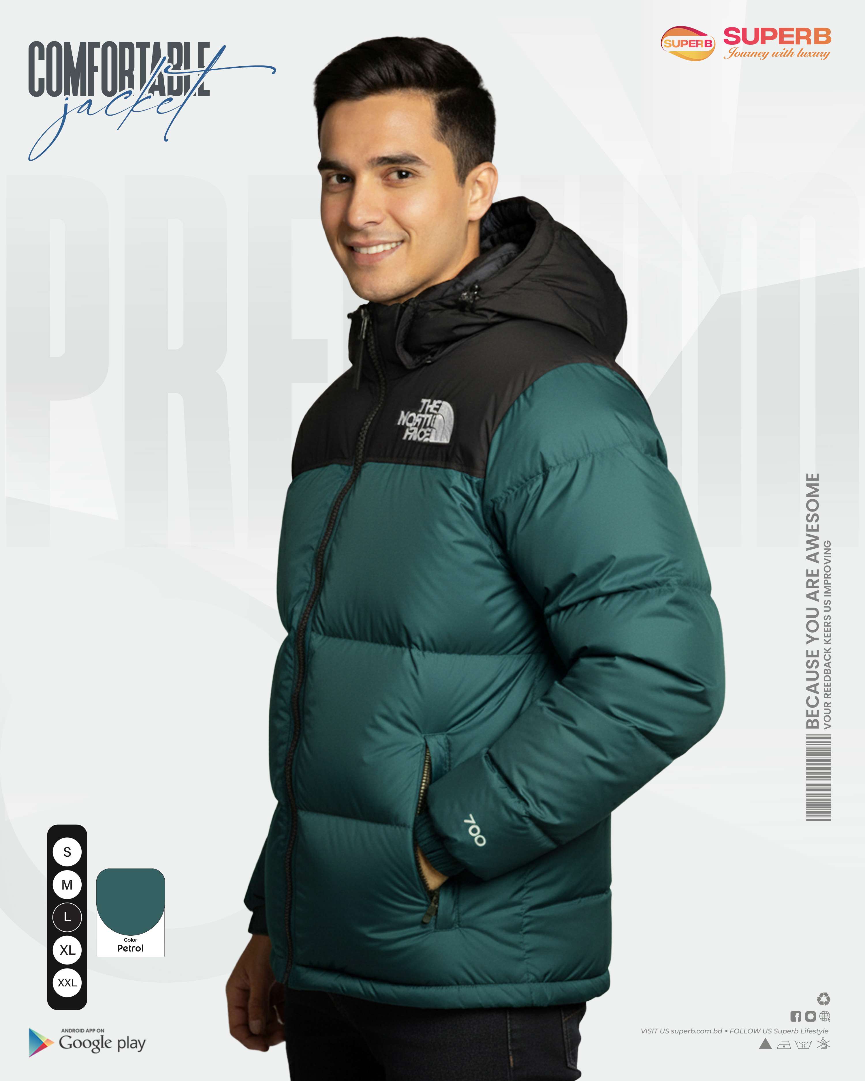 The North Face – 1996 Retro Nuptse Jacket 700 Series (2025 Model) | Superb - Petrol