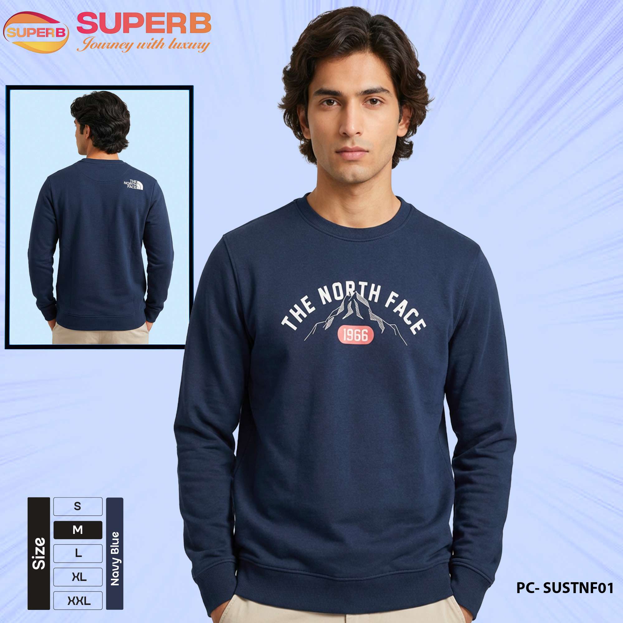 The North Face Premium Sweatshirt 350+ GSM | Winter Crewneck - Navy Blue