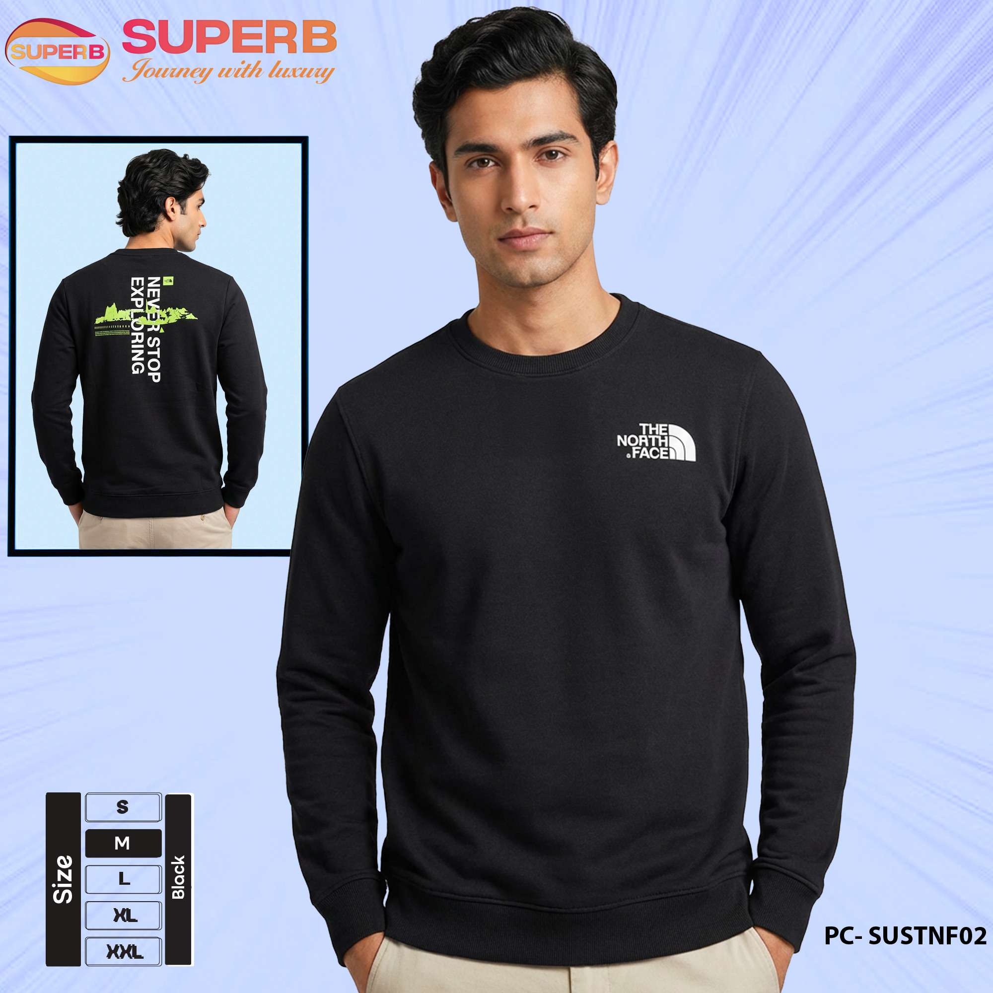 The North Face Premium Sweatshirt 350+ GSM | Winter Crewneck - Black