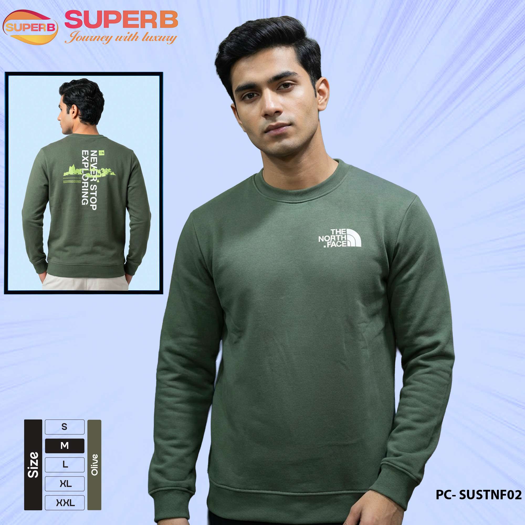 The North Face Premium Sweatshirt 350+ GSM | Winter Crewneck - Olive