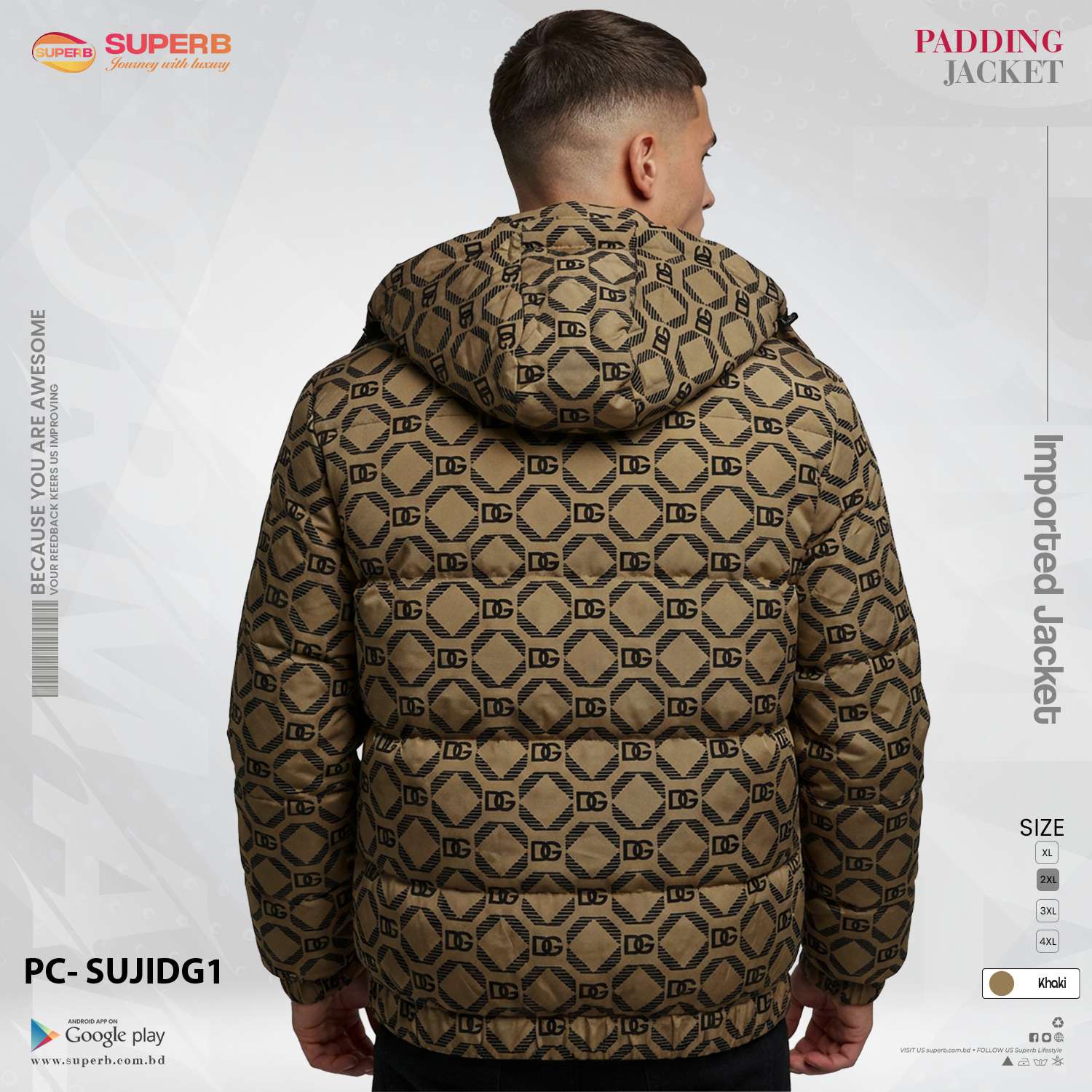 Dolce & Gabbana Imported All-Over Print Padding Jacket | Premium Winter Wear | Superb Lifestyle - 