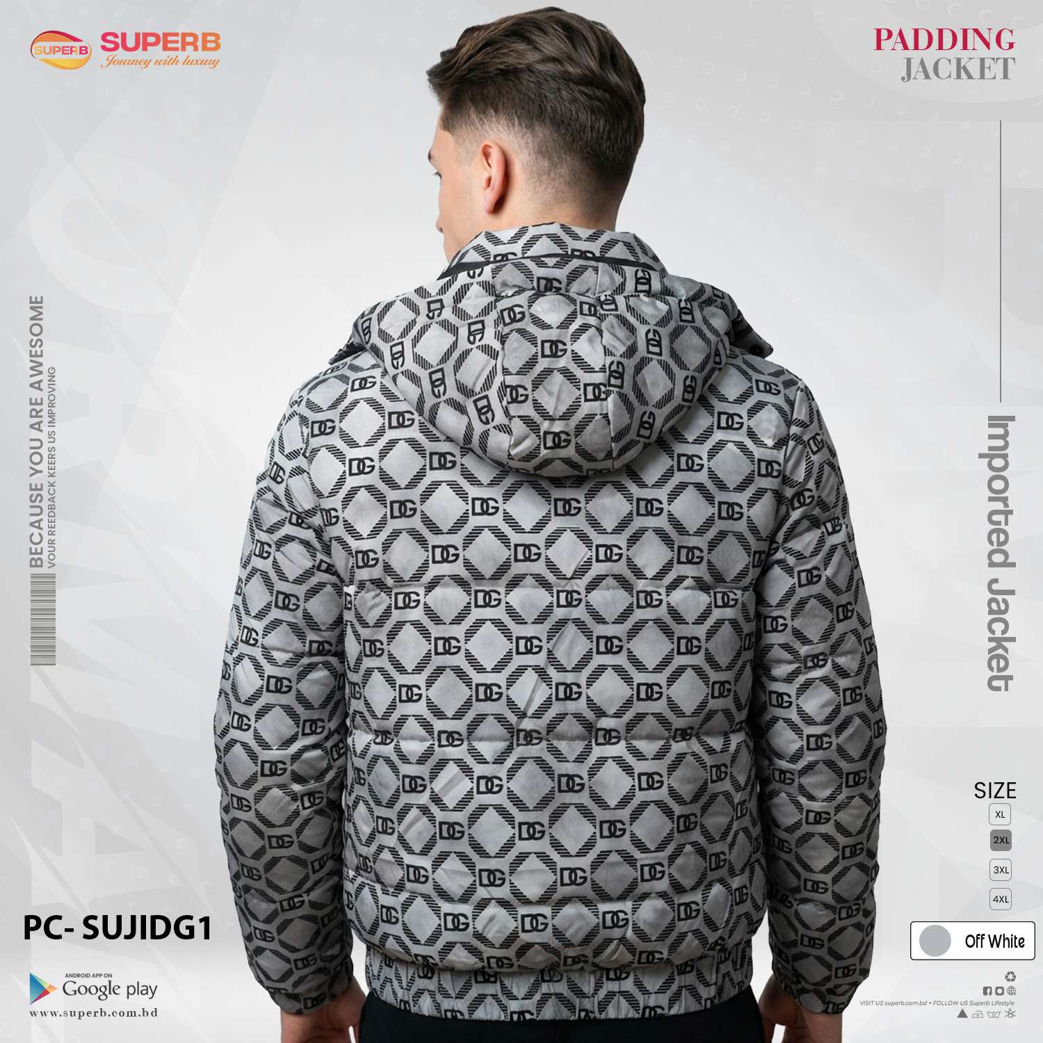 Dolce & Gabbana Imported All-Over Print Padding Jacket | Premium Winter Wear | Superb Lifestyle - 