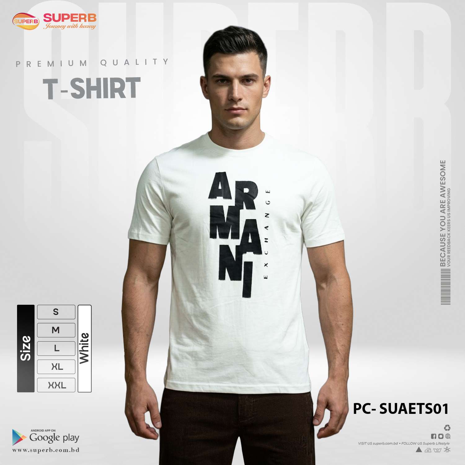 A|X Armani Exchange Men's Ombre Logo T-Shirt || SUAETS01 - White