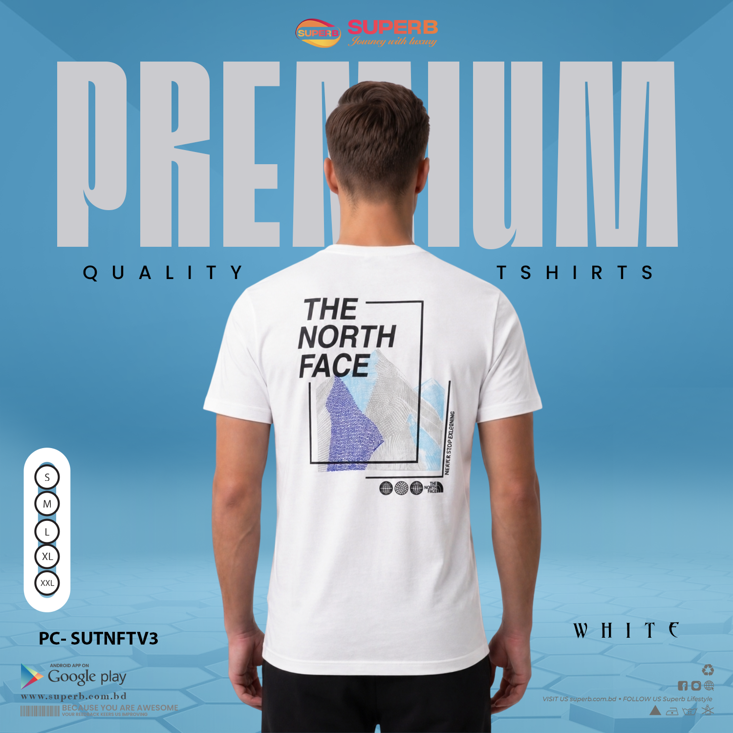 The North Face Premium Black Crew Neck T-Shirt for Men - White