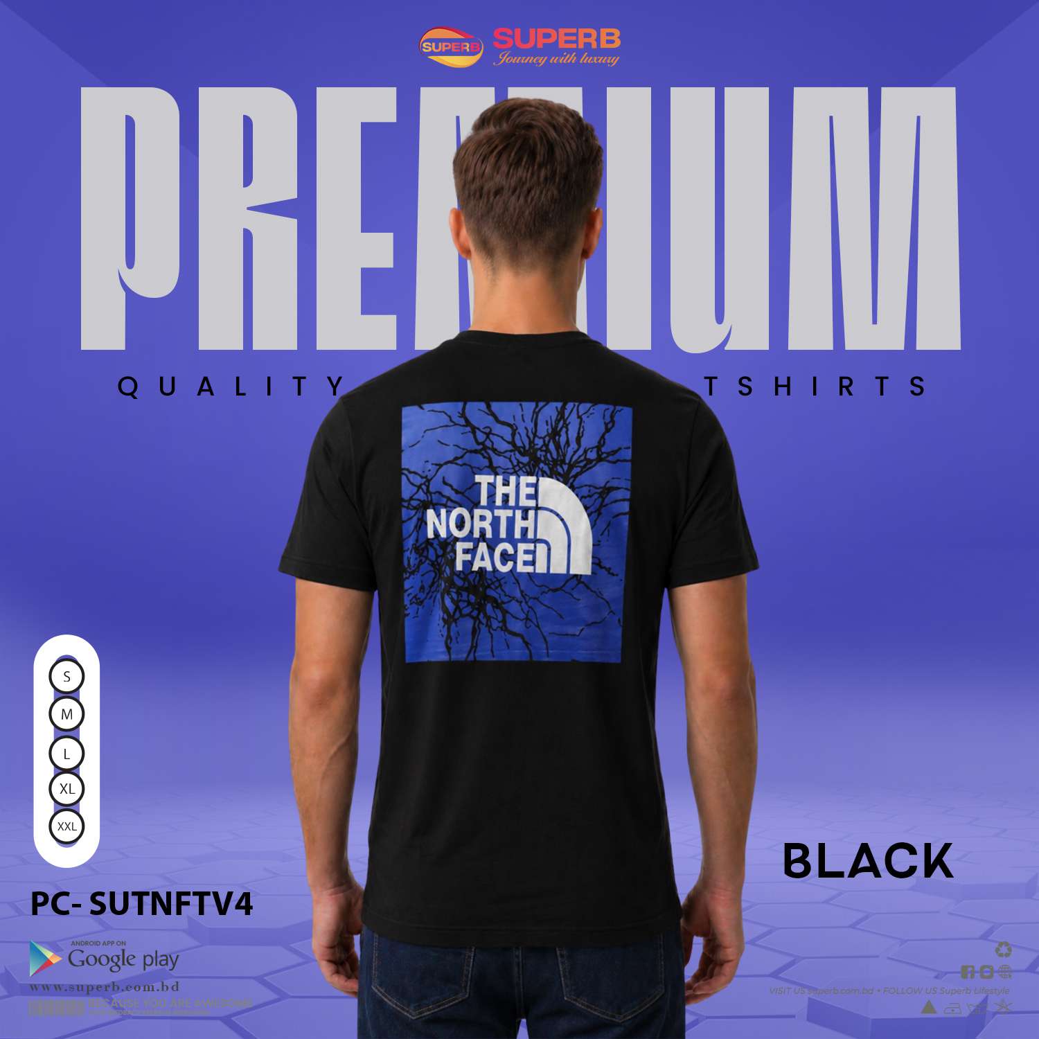Premium The North Face Cotton T-Shirt for Men || PC-SUTNFTV4 - Black