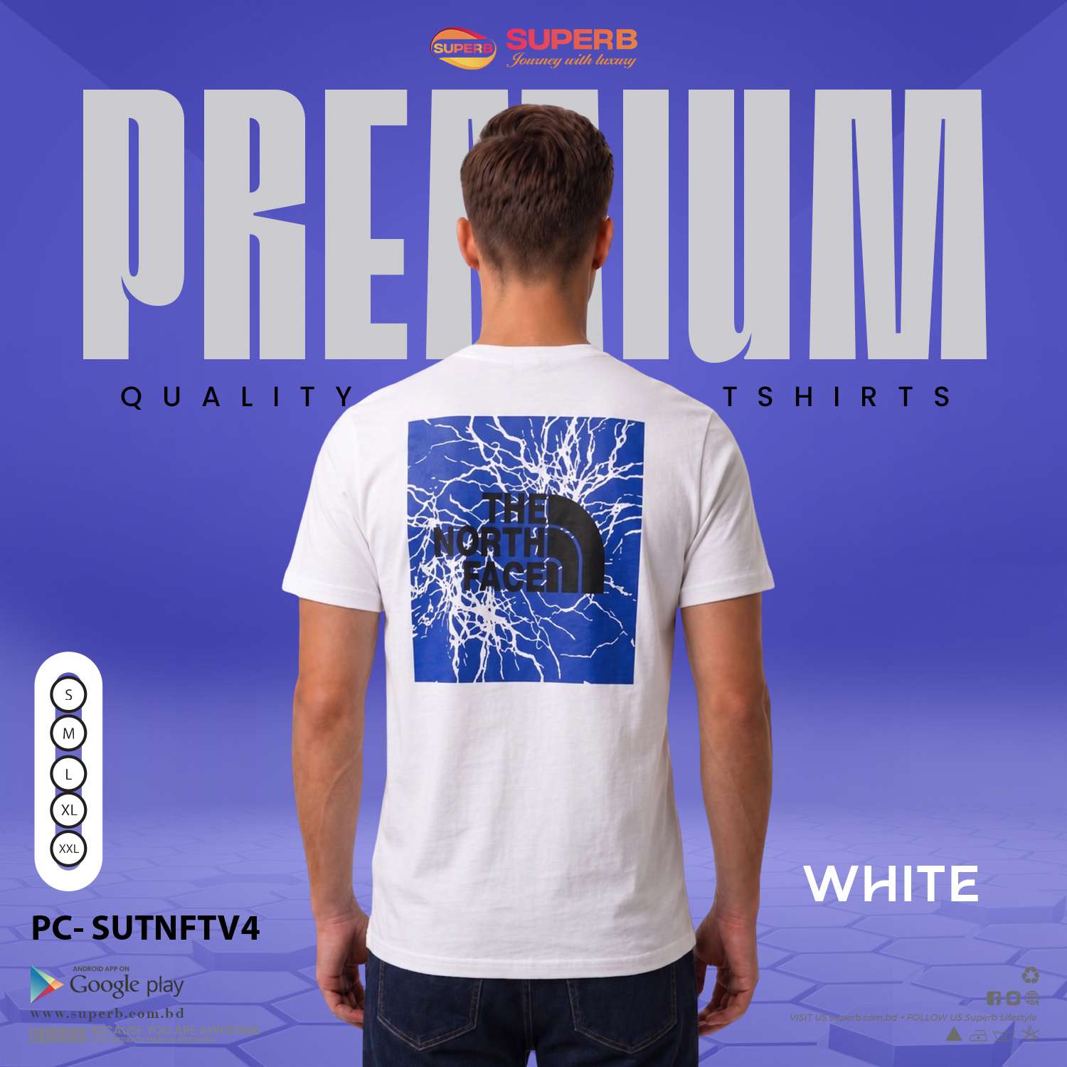 Premium The North Face Cotton T-Shirt for Men || PC-SUTNFTV4 - White