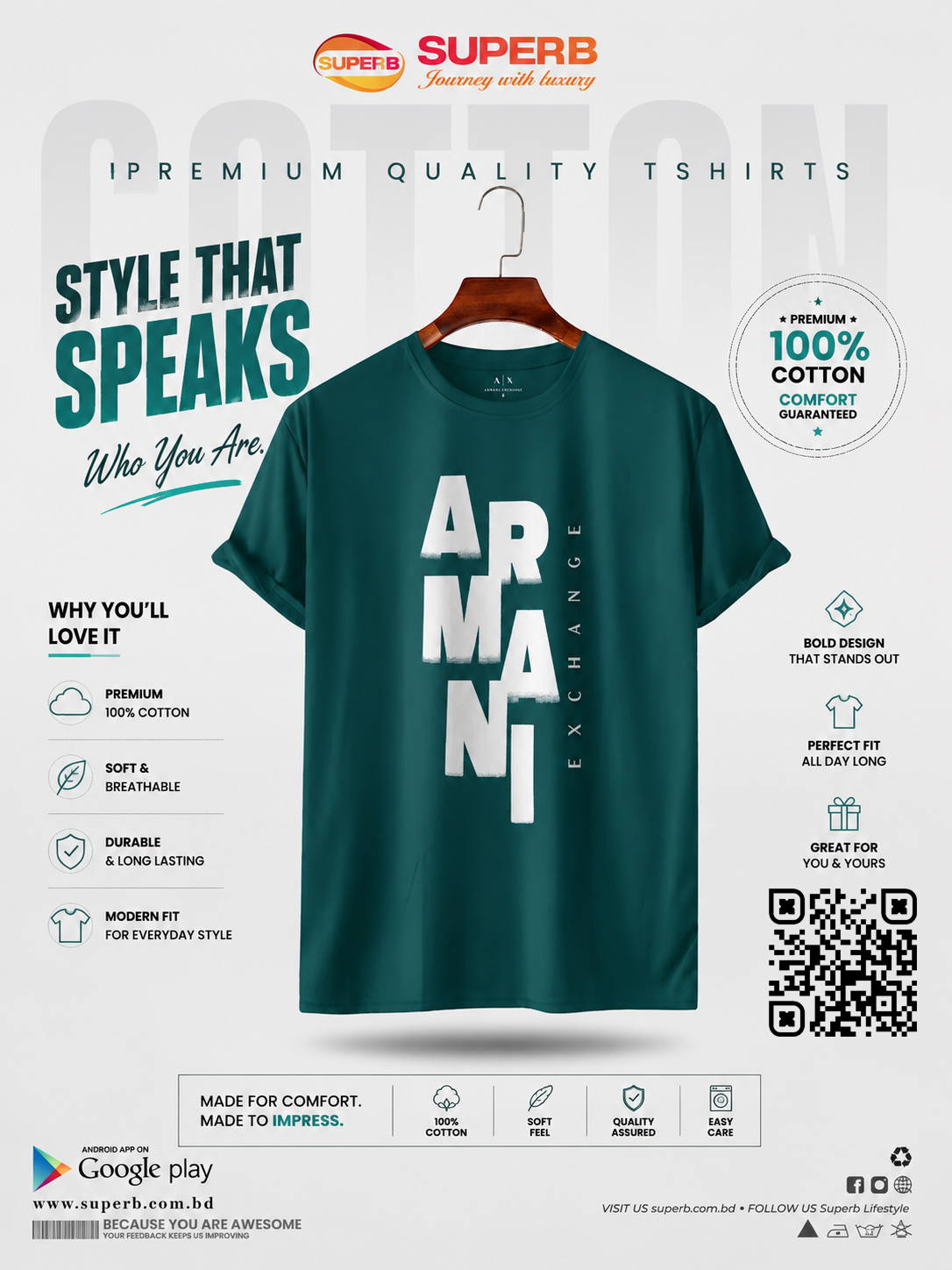 A|X Armani Exchange Men's Ombre Logo T-Shirt || SUAETS01 - Sea Green