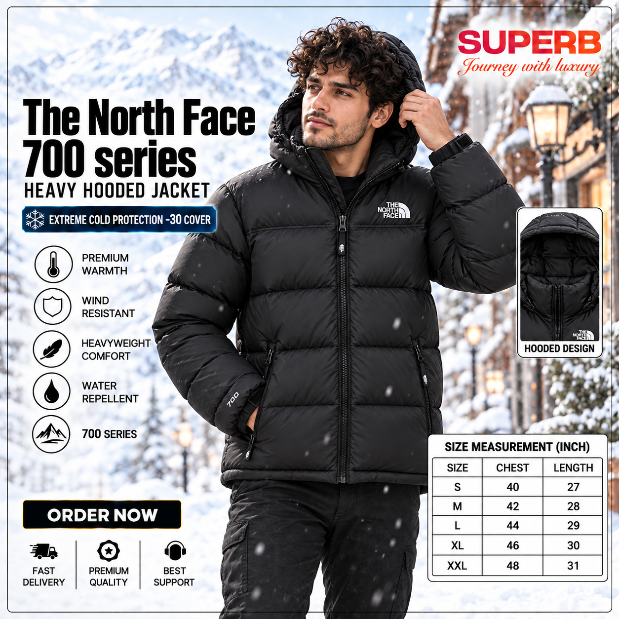 The North Face-1996 Retro Nuptse Jacket - 700™ Series || Superb Lifestyle - Black