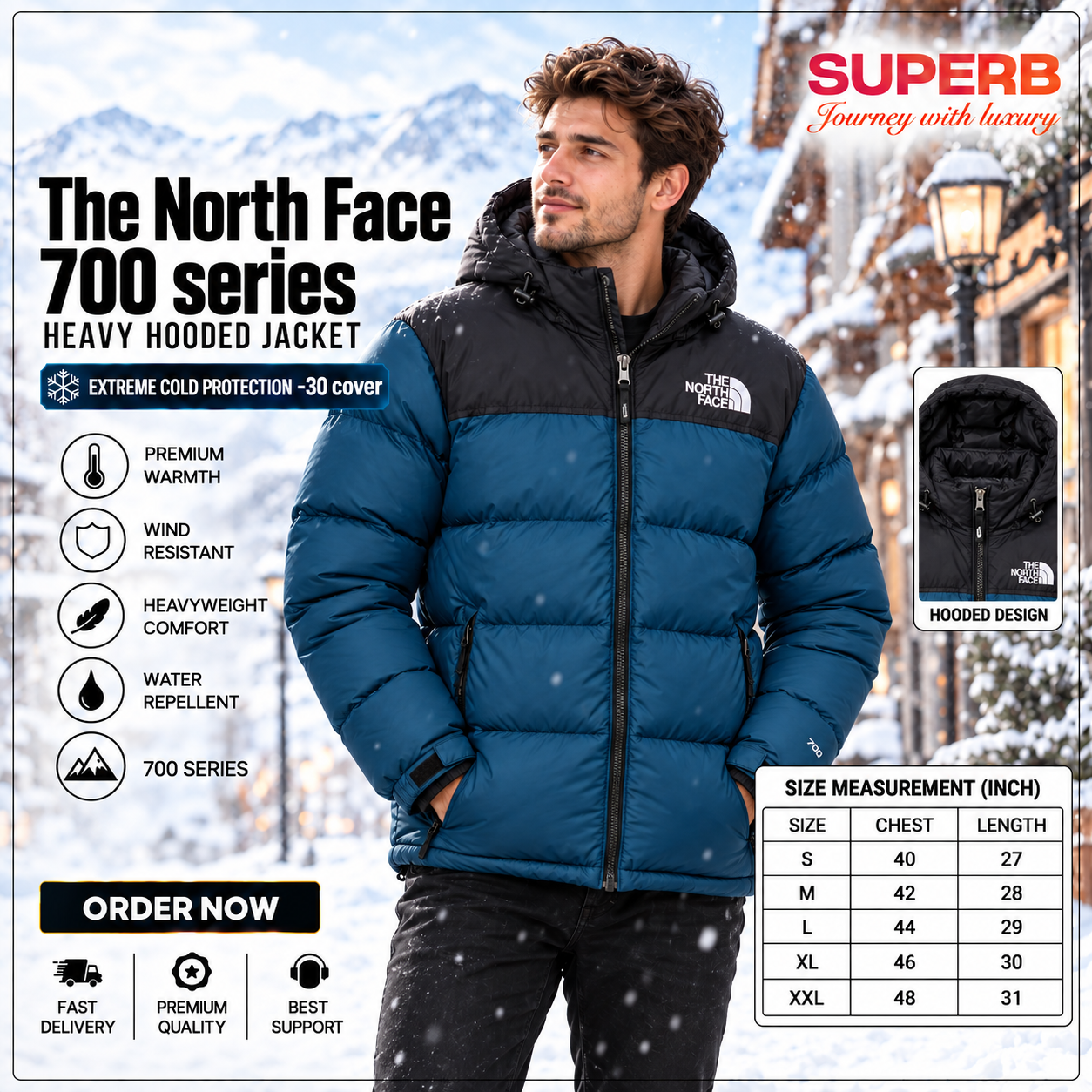 The North Face-1996 Retro Nuptse Jacket - 700™ Series || Superb Lifestyle - Petrol
