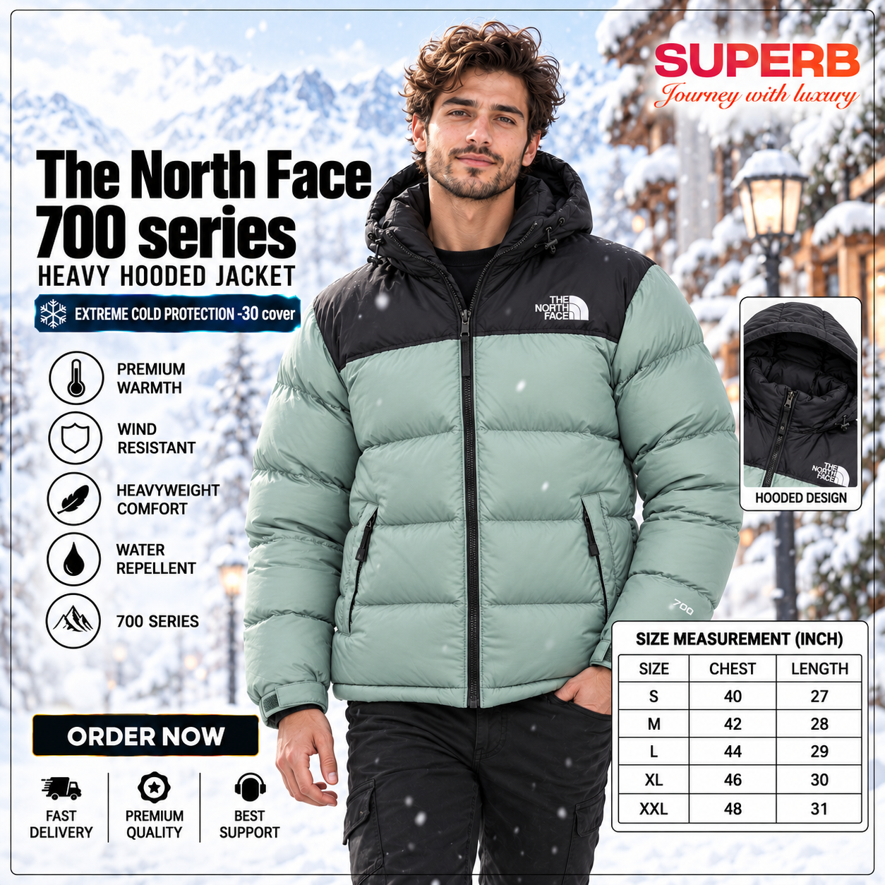 The North Face-1996 Retro Nuptse Jacket - 700™ Series || Superb Lifestyle - Sky light