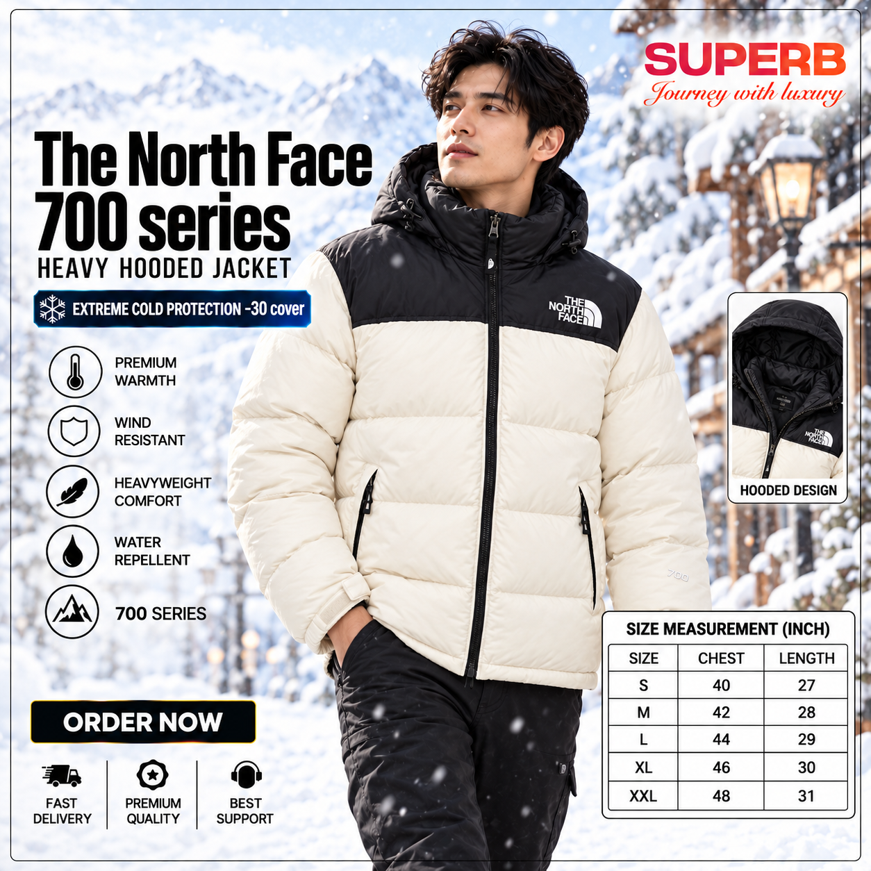 The North Face-1996 Retro Nuptse Jacket - 700™ Series || Superb Lifestyle - White