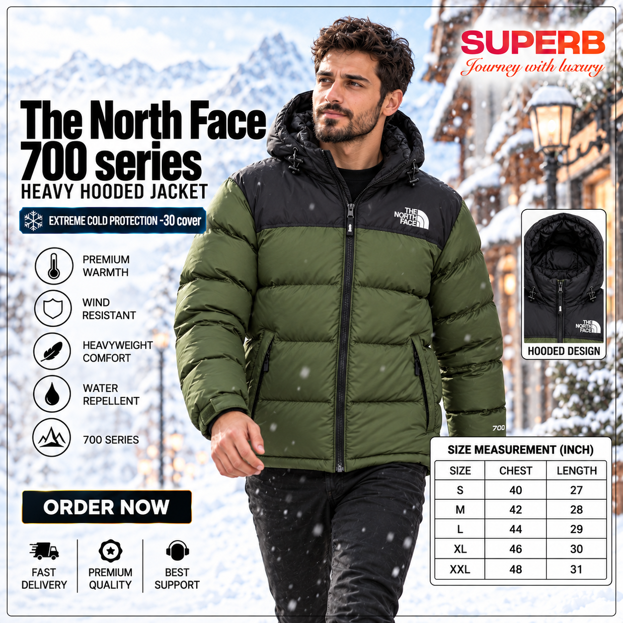 The North Face-1996 Retro Nuptse Jacket - 700™ Series || Superb Lifestyle - Deep Olive