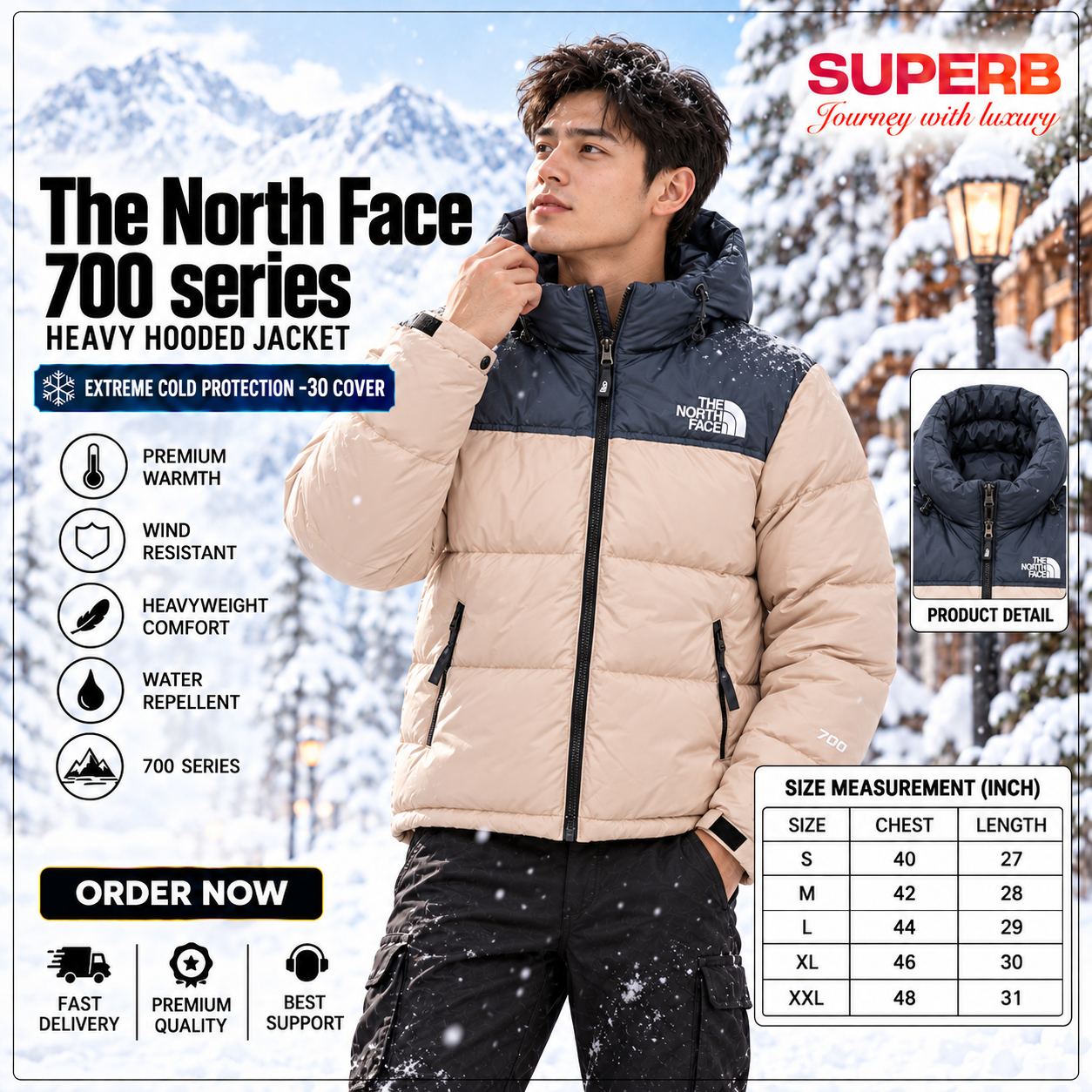 The North Face-1996 Retro Nuptse Jacket - 700™ Series || Superb Lifestyle - Beige